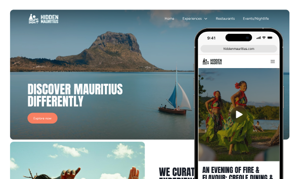 Hidden Mauritius tourism platform featuring UI/UX design showcasing local Mauritian culture and destinations